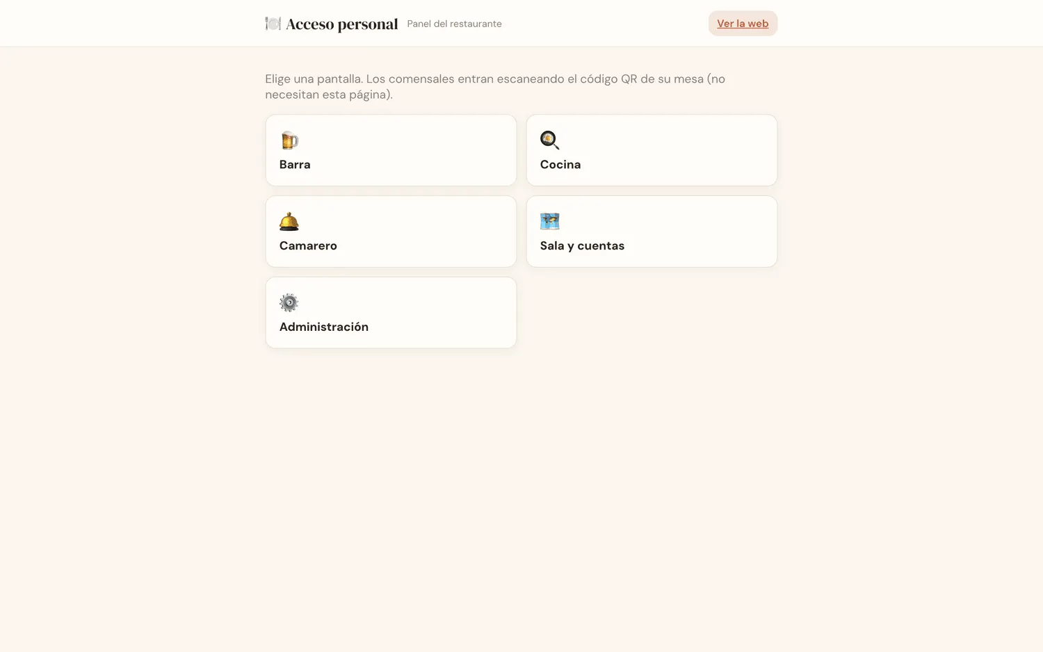 App de restaurante en escritorio