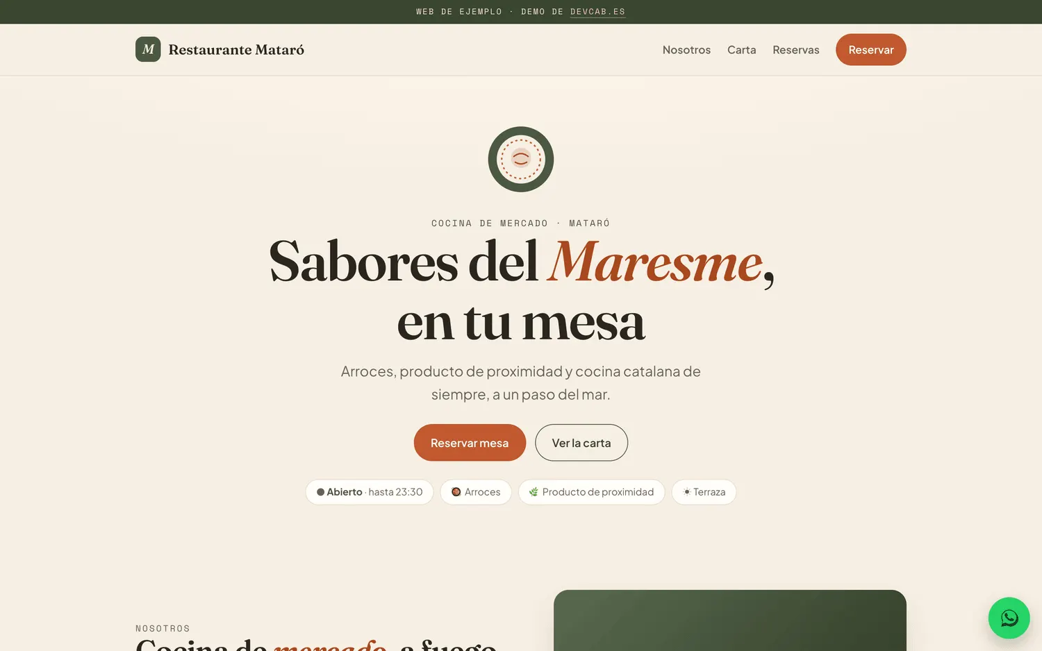 Restaurante Mataró en escritorio