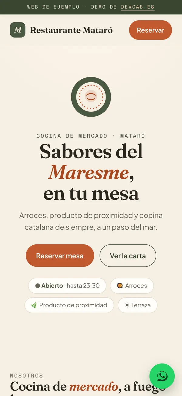 Restaurante Mataró en móvil
